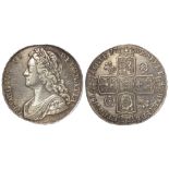 Crown 1734 Septimo, roses & plumes in angles, S.3686, lightly cleaned GVF