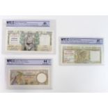 Greece (3), 1000 Drachmai dated 1935 (Pick106a), PCGS graded 40 Extremely Fine tears, 100 Drachmai