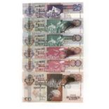 Seychelles (6), 500 Rupees issued 2005, first prefix AA, 100 Rupees (2) issued 1998 & 2001, 50