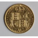 Half Sovereign 1892 no initials, low shield, S.3869D, cleaned VF