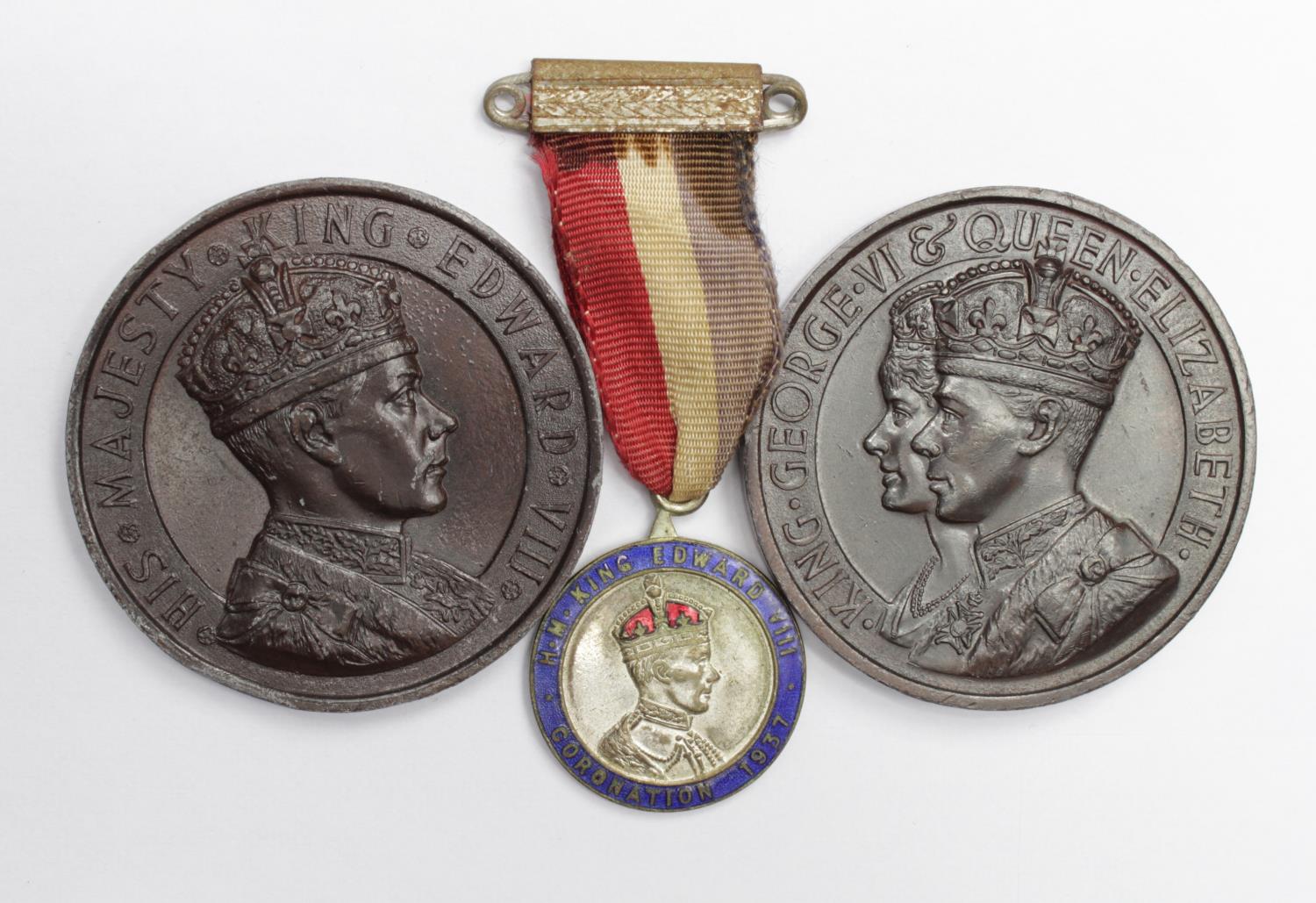 British Commemorative Medals (3): Two types of Edward VIII Coronation medals, and a George VI