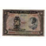 Belgian Congo 50 Francs dated 1951, 'Emission 1951' overprint on front, serial T889853, (TBB