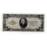 USA, America 20 Dollars issued 1928, GOLD certificate series of 1928, Jackson at centre, signed