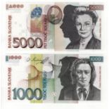 Slovenia (2), 5000 Tolarjev & 1000 Tolarjev dated 15th January 2004, (TBB B311b & B308e, Pick33b &