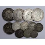 South Africa (12) 19thC Kruger Silver, mixed grade.