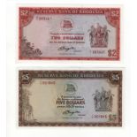 Rhodesia (2), 5 Dollars dated 20th October 1978 & 2 Dollars dated 24th May 1979, scarce