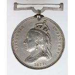 Empress of India Medal 1877 in silver. Edge bump and contact marks. GF