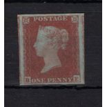 GB - 1852 1d red-brown die 1, alphabet 2 (B-E) unused, no gum. Big margins, parts of adjacent