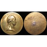 Gilt-bronze uniface striking of the Villiers en Couche Medal, Obv: Bust of Emperor Franz II of