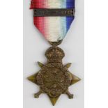 1914 Star to 8314 Pte G Wallis 1/Scottish Rifles. (with a later Aug-Nov clasp to ribbon) (19th 2nd