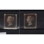 GB - 1840 Penny Black Plate 3 (B-H) four margins - just. Corner creases, pin hole. Good space filler