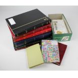 GB - banana box of 6x large and 3x small stockbooks with VFU Commemorative Sets, and a shoebox of