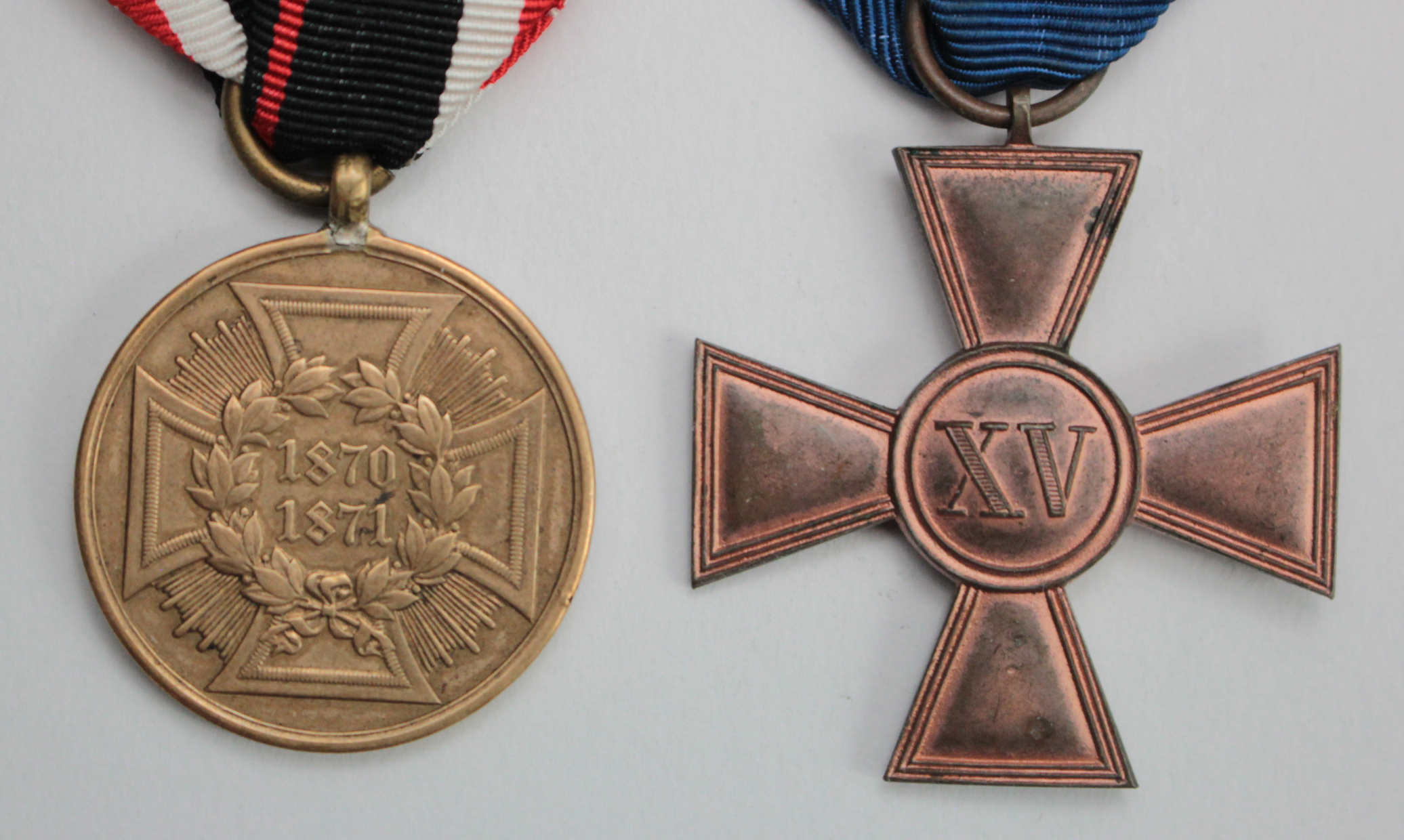 German WW1 Prussian 15 year long service cross with German WW1 Bavarian Merit medal