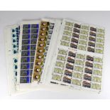 GB - decimal stamps in complete sheets, mostly low values from a set. Good for cylinder blocks,