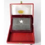 Italian football - silver (marked 800) boxed plaque named Barassi Cup won by Hendon F.C. In Italy on