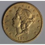 USA gold Twenty Dollars 1878s VF