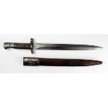Bayonet: Pattern 1903 bayonet for the SMLE Rifle. Blade 12". Ricasso marked '1903' & '8.06' (
