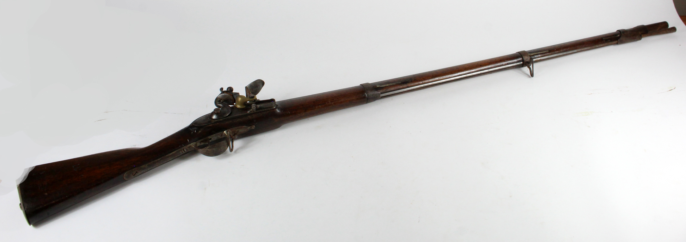 French early 19th century flint lock musket with 41 inch barrel unsigned lock issued to the Swiss