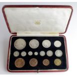 Proof Set 1937 (15 coins) Crown to Farthing including Maundy Set, lightly toned aFDC boxed