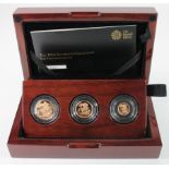 Three coin set 2014 (Sovereign, Half Sovereign & Quarter Sovereign). Proof FDC in the plush box of