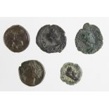 Ancient bronze minors, bronze units of Carthage, GVF/EF and GVF/VF, 2 x Roman Colonial bronze
