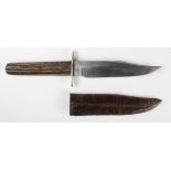 Bowie style Knife a smaller size example by W.Marshall of Glasgow marked blade, matched scabbard,