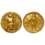 Kushan Kingdom, Huvishka 151-190 A.D., gold stater, wt.7.92g., with a full ticket by Dr. Vezin, VF