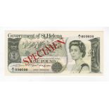 Saint Helena 1 Pound issued 1981, SPECIMEN note overstamped in red on front and back, serial A/1