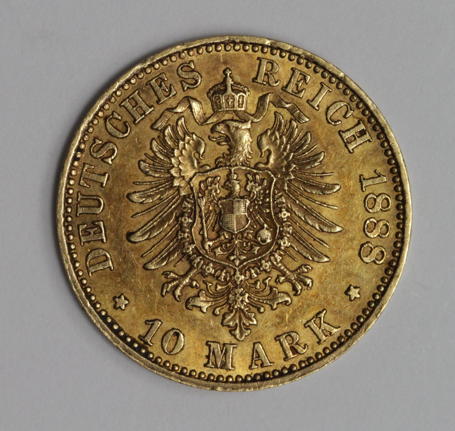 German State Prussia Gold 10 Mark 1888A, GVF - Image 2 of 2