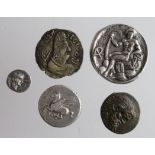 Various copies of ancient coins:- Hunnic Tribes, Alchon Huns Khingila c.440-490 A.D, silver dracham,