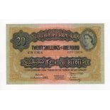 East African Currency Board 20 Shillings or 1 Pound dated 1st January 1955, serial G79 00824,