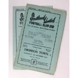 Southend Utd programmes - v Torquay 25/1/1947, v Swindon Town 11/10/1947. (2)