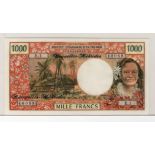 New Hebrides 1000 Francs issued 1970, a rare early issue with signature 1, (TBB B405a, Pick20a) in