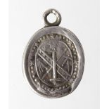 Charles I - Masonic related unmarked silver medal, looks 17th century, has Masonic emblems on the
