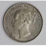 Shilling 1881 lightly toned EF, a few hairlines.