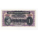 East African Currency Board 1 Shilling dated 1st January 1943, serial A/52 53641, portrait King