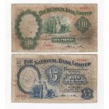 Northern Ireland, National Bank Limited (2), 10 Pounds & 5 Pounds dated 1st February 1937 signed F.