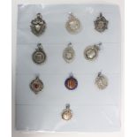 Silver hallmarked Fobs, various types. (10)