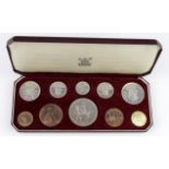 Proof Set 1953 (10 coins) Crown to Farthing, lightly toned nFDC with original case.