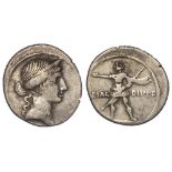 Octavian silver denarius, Mint in Italy 32-31 B.C., Sear 1548, obverse:- Head of Venus, right,
