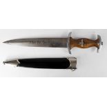 German NSKK Dagger, Alles fur Deutchland, has part maker marked blade, cross guard stamped 1,