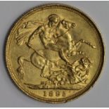 Sovereign 1895S, Sydney Mint, Australia, VF