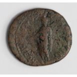 Claudius, Messalina and Britannicus of Lydia, TralIes, bronze of c.19mm.,obverse:- Bare head of