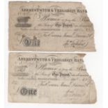 Wales Provincial notes (2) Aberystwith & Tregaron Bank, Cardiganshire, 1 Pound dated 1813, for