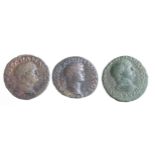 Vespasian as, reverse:- Aequitas, Sear 2356, F, with a ditto, reverse:- Eagle standing on globe,