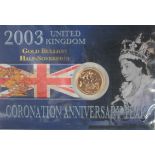 Half Sovereign 2003 BU on the Royal Mint card