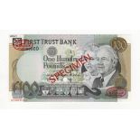 Northern Ireland, First Trust Bank 100 Pounds dated 1st March 1996, a scarce SPECIMEN note, red De