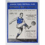 Ipswich Town v Wolverhampton 30/3/1938 Friendly, programme still with Wolves Team photo.