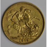 Sovereign 1873S, St George, Sydney Mint, Australia, S.3858A, nVF, surface marks.
