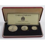 Malta silver proof 3-coin set 1977 aFDC (some toning), cased with cert.